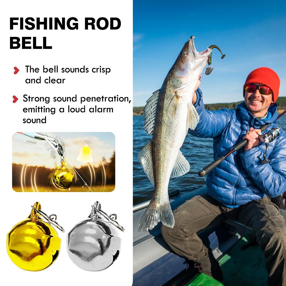 Fishing Rod Ice - 10個入り、金属製のクリップ式釣り用ベルアラーム。二重アラート機能、大音量。ボート釣り、ロッド釣り、夜釣り、氷上釣り、海釣り用。釣り具アクセサリー。