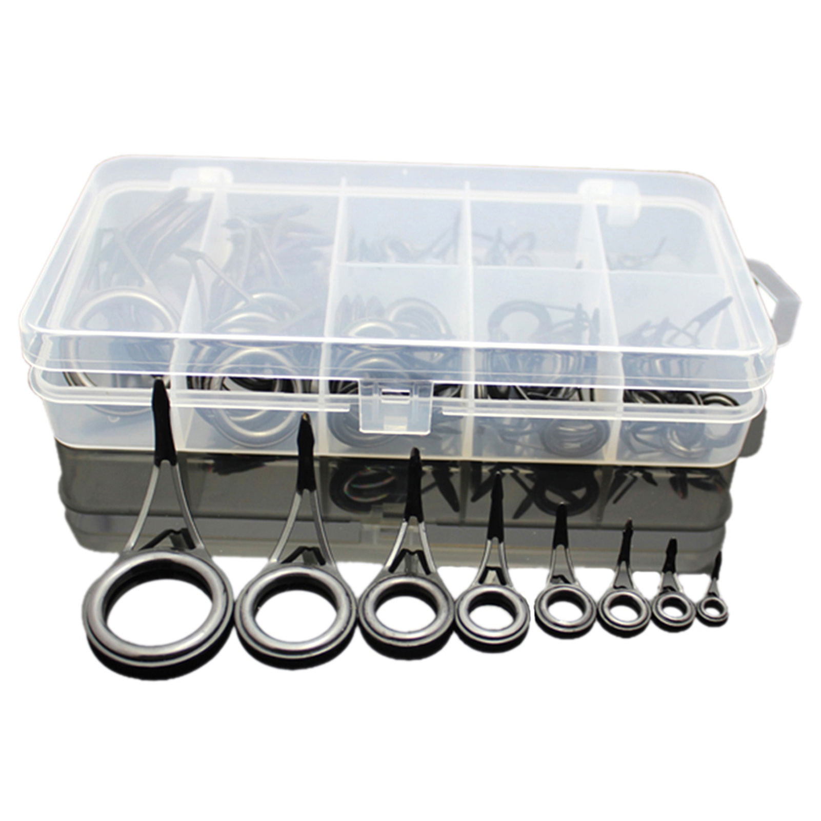 Fishing Rod Building Kit - 釣り竿ガイド,さまざまなサイズ,釣り糸,スピニング,アイ,リング,トップ修理キット,75個