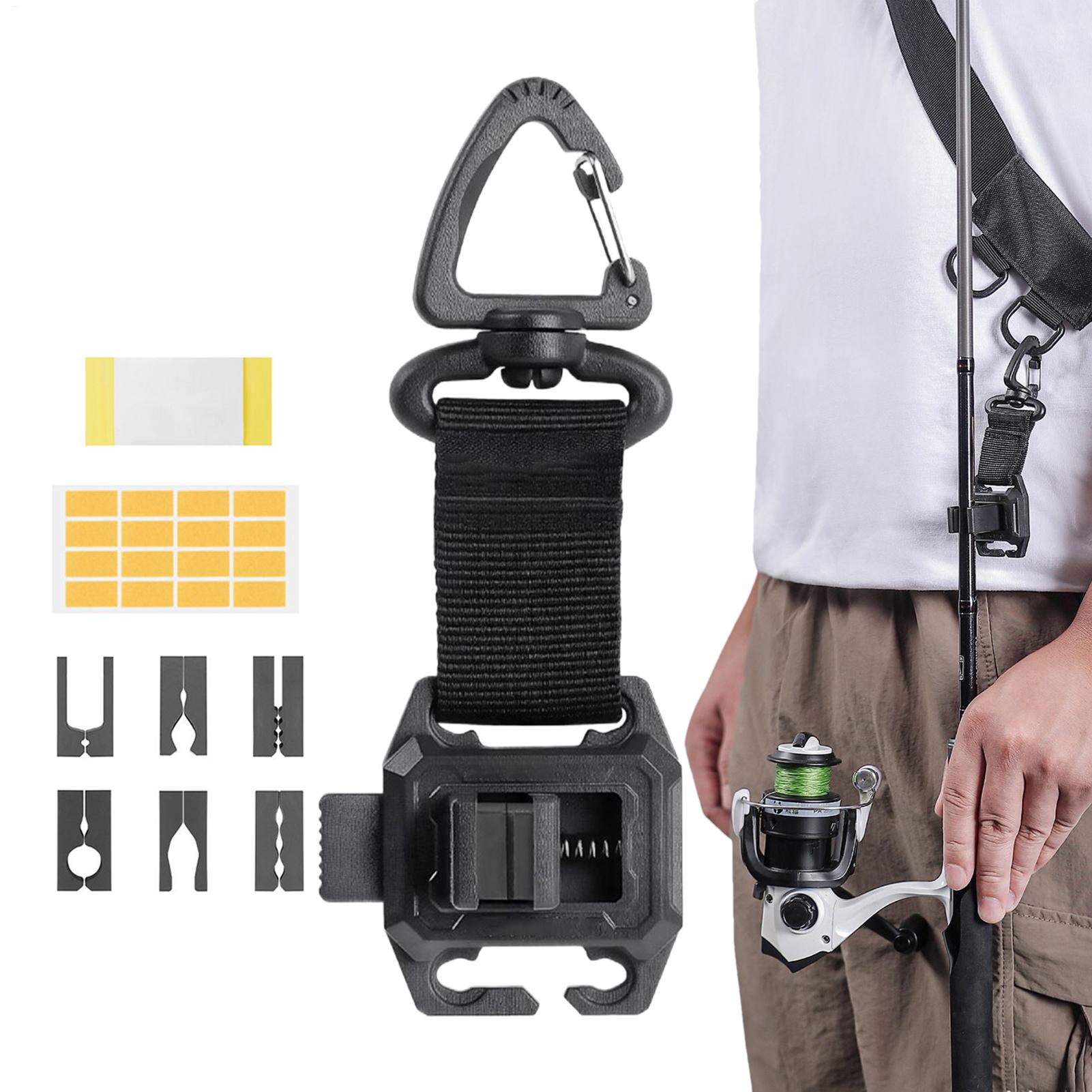Fishing Rod Travel - ウェアラブル釣り竿クリップホルダー ポータブルポール 調節可能なストラップ 軽量スタンド ピア旅行 サーフビーチ