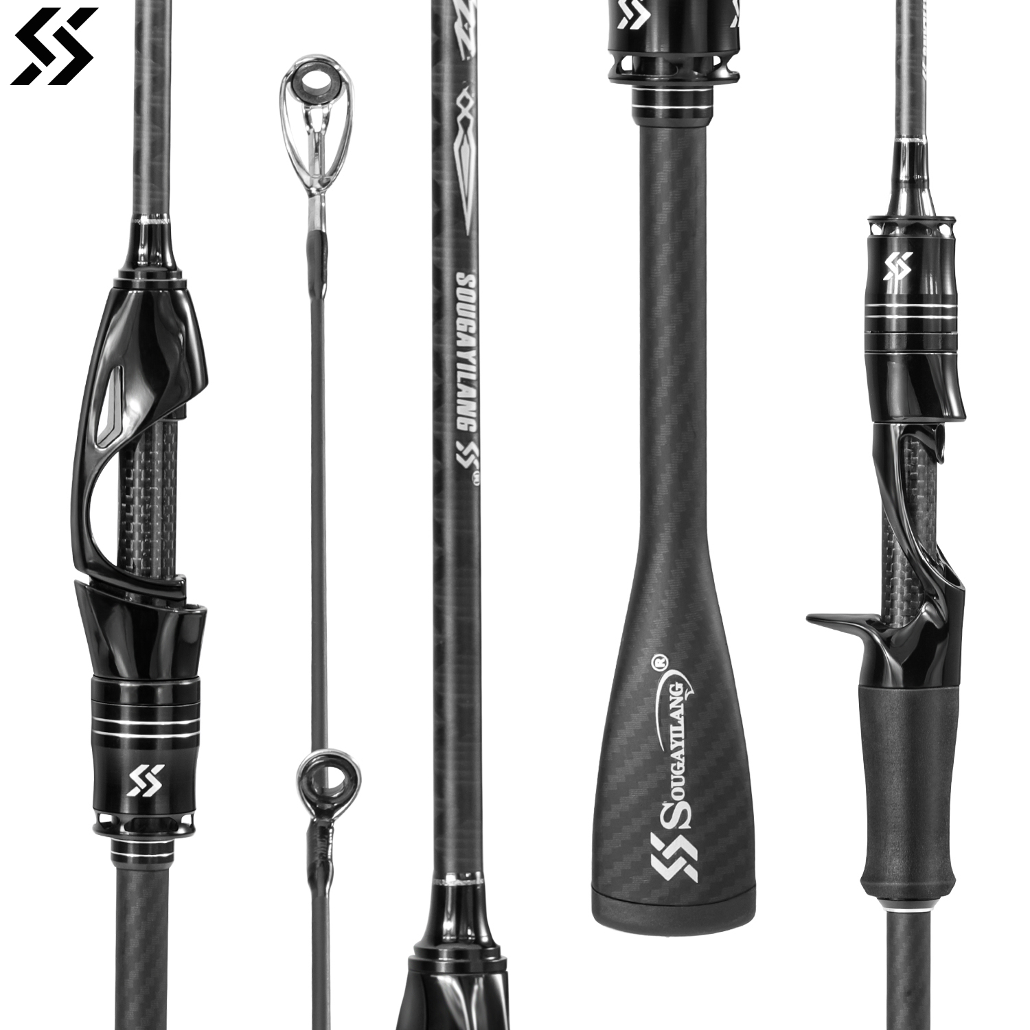 Fishing Rod Guide Replacement - Sougayilang フルカーボン釣り竿 ソリッドセンシティブチップ 統合型滑り止めハンドル もつれ防止 SIC