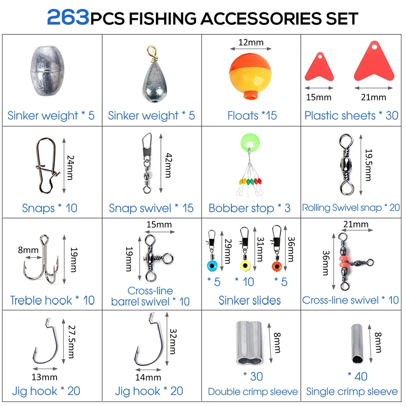 263 個の屋外釣りアクセサリーセット、プライヤージグフック - Fishing Rod Building Kit のレビューと価格
